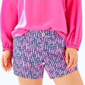 LILLY PULITZER Shorts Mandevilla Pink Slathouse Stripe Print, Callahan